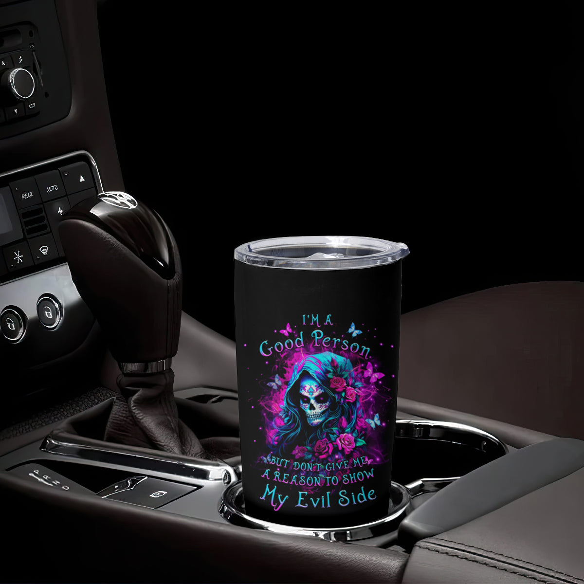 Witch Skull Tumbler Cup I'm A Good Person But Don't Give Me A Reason To Show Evil Side - Wonder Print Shop
