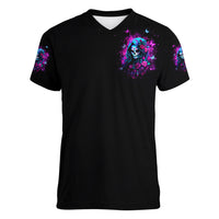 Witch Skull Women V Neck T Shirt I'm A Good Person But Don't Give Me A Reason To Show Evil Side - Wonder Print Shop