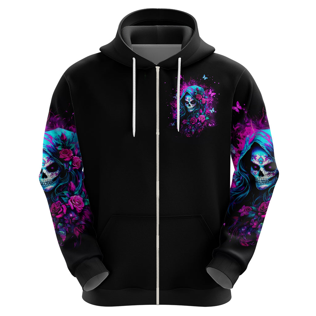 Witch Skull Zip Hoodie I'm A Good Person But Don't Give Me A Reason To Show Evil Side - Wonder Print Shop