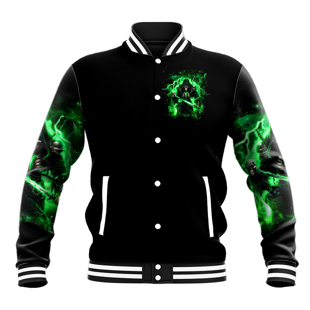 Reaper Skull Baseball Jacket That Which Does Not Kill Me Should Run - Wonder Print Shop
