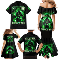 Reaper Skull Family Matching Mermaid Dress and Hawaiian Shirt That Which Does Not Kill Me Should Run - Wonder Print Shop