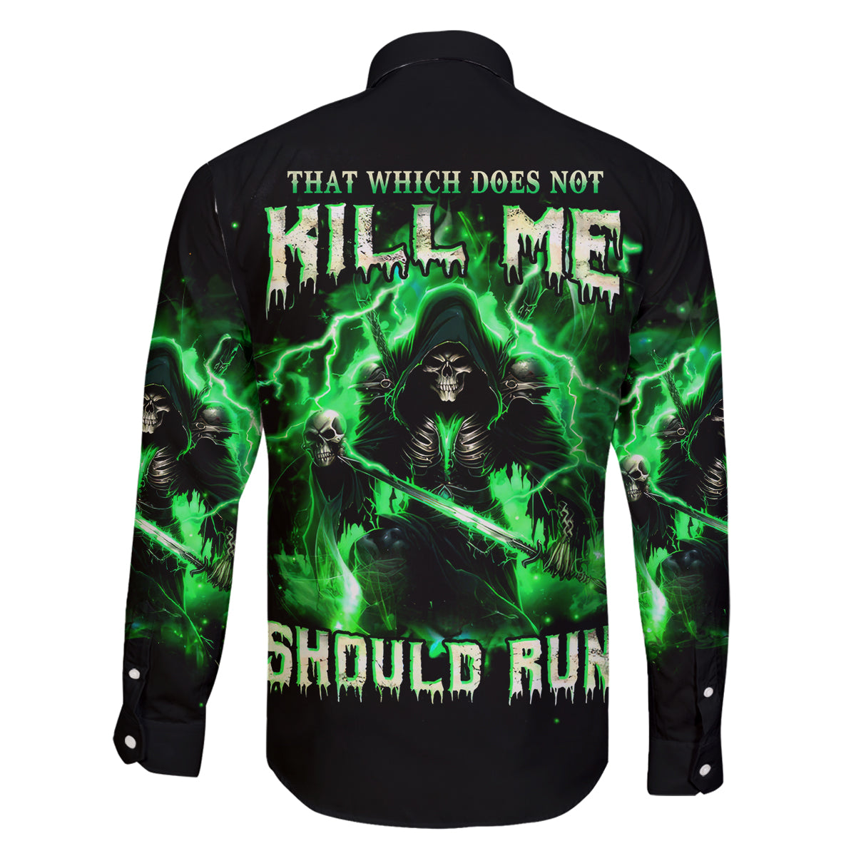 Reaper Skull Family Matching Mermaid Dress and Hawaiian Shirt That Which Does Not Kill Me Should Run - Wonder Print Shop