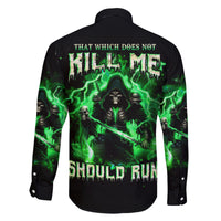 Reaper Skull Family Matching Off Shoulder Long Sleeve Dress and Hawaiian Shirt That Which Does Not Kill Me Should Run - Wonder Print Shop