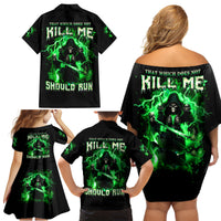 Reaper Skull Family Matching Off Shoulder Short Dress and Hawaiian Shirt That Which Does Not Kill Me Should Run - Wonder Print Shop