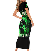 Reaper Skull Family Matching Short Sleeve Bodycon Dress and Hawaiian Shirt That Which Does Not Kill Me Should Run - Wonder Print Shop