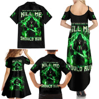 Reaper Skull Family Matching Summer Maxi Dress and Hawaiian Shirt That Which Does Not Kill Me Should Run - Wonder Print Shop