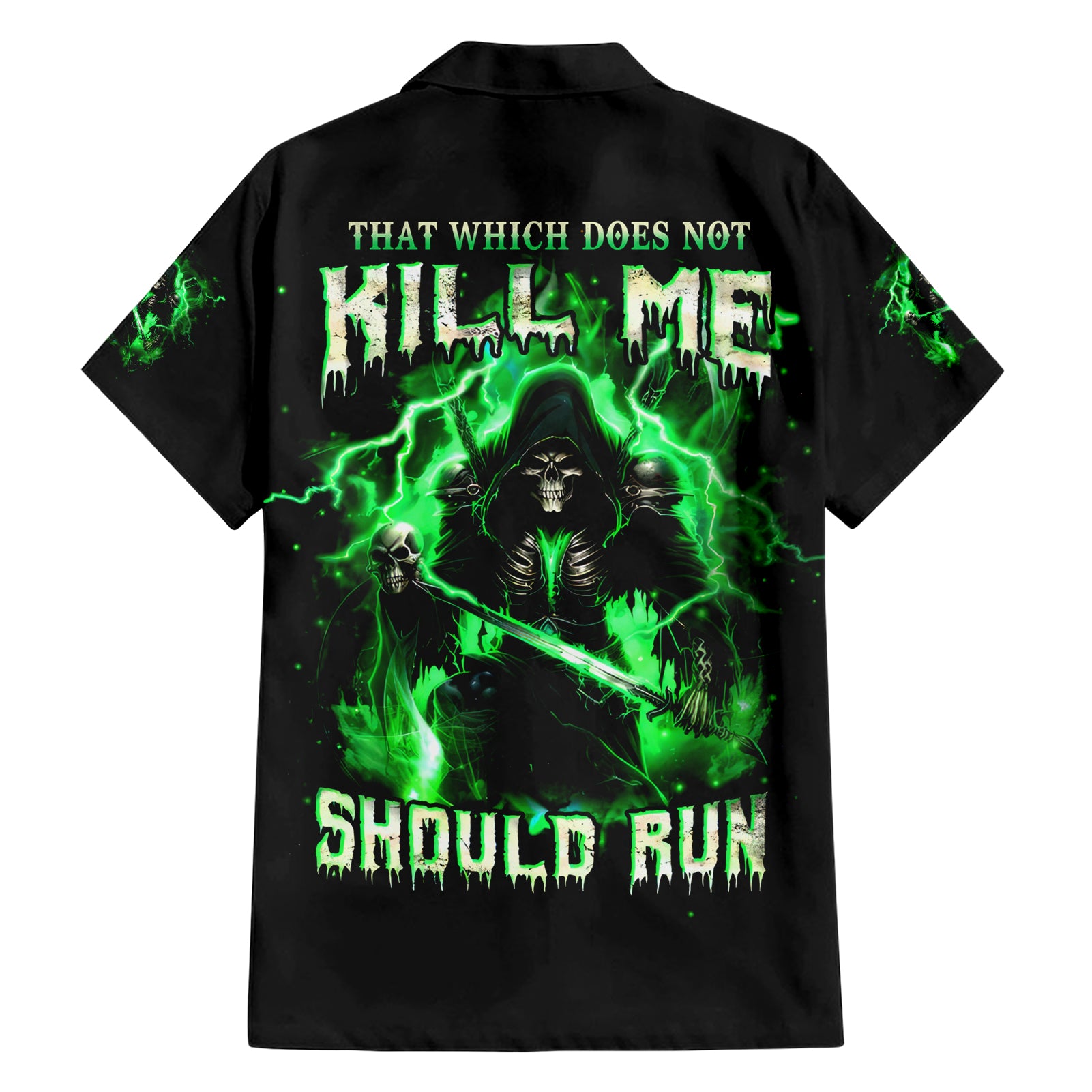 Reaper Skull Hawaiian Shirt That Which Does Not Kill Me Should Run - Wonder Print Shop