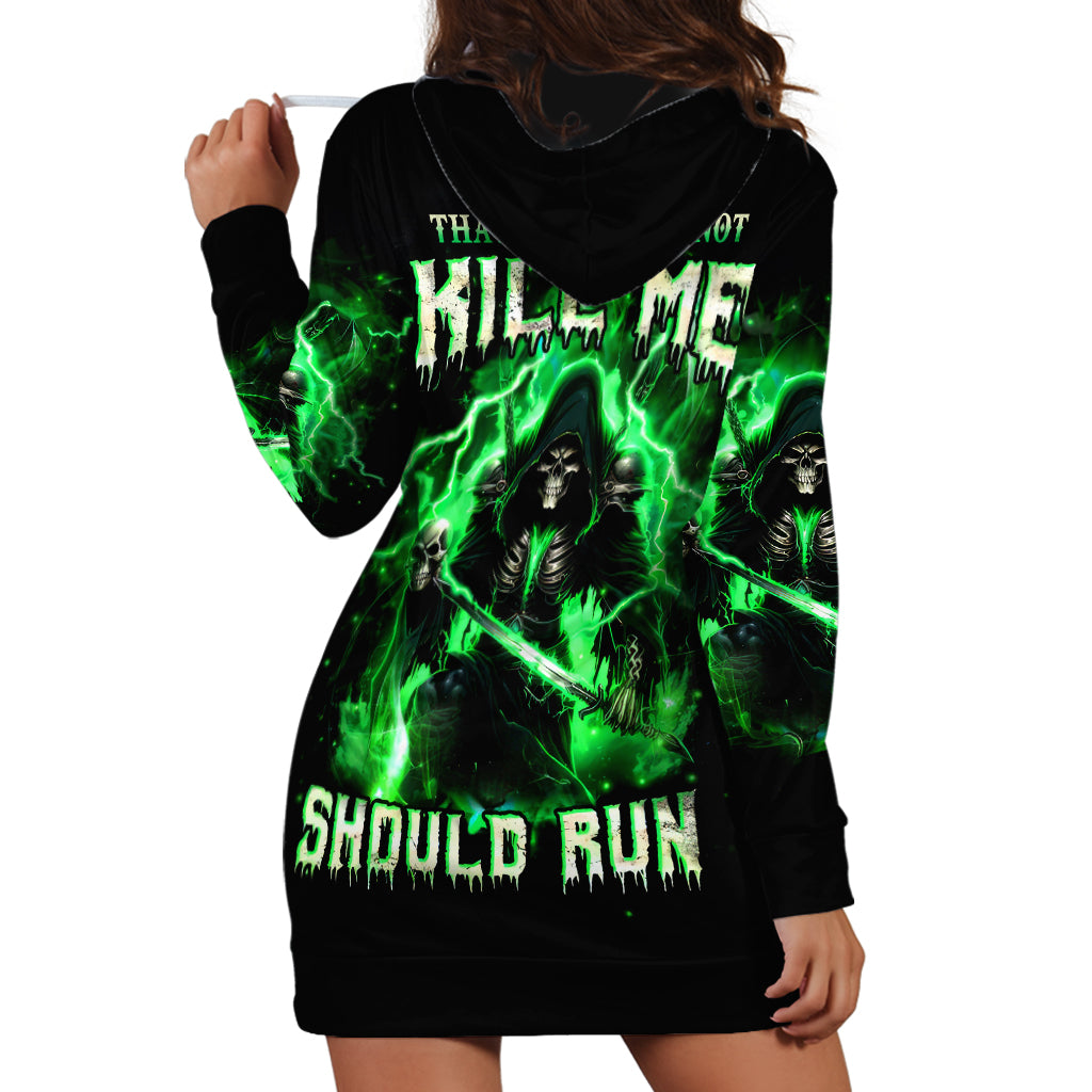 Reaper Skull Hoodie Dress That Which Does Not Kill Me Should Run - Wonder Print Shop