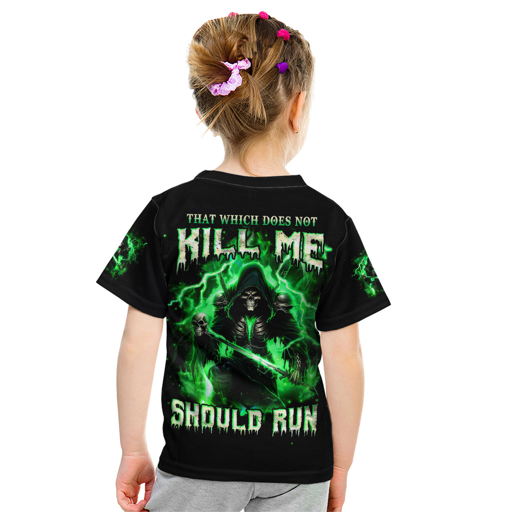 Reaper Skull Kid T Shirt That Which Does Not Kill Me Should Run - Wonder Print Shop
