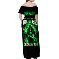 Reaper Skull Off Shoulder Maxi Dress That Which Does Not Kill Me Should Run - Wonder Print Shop