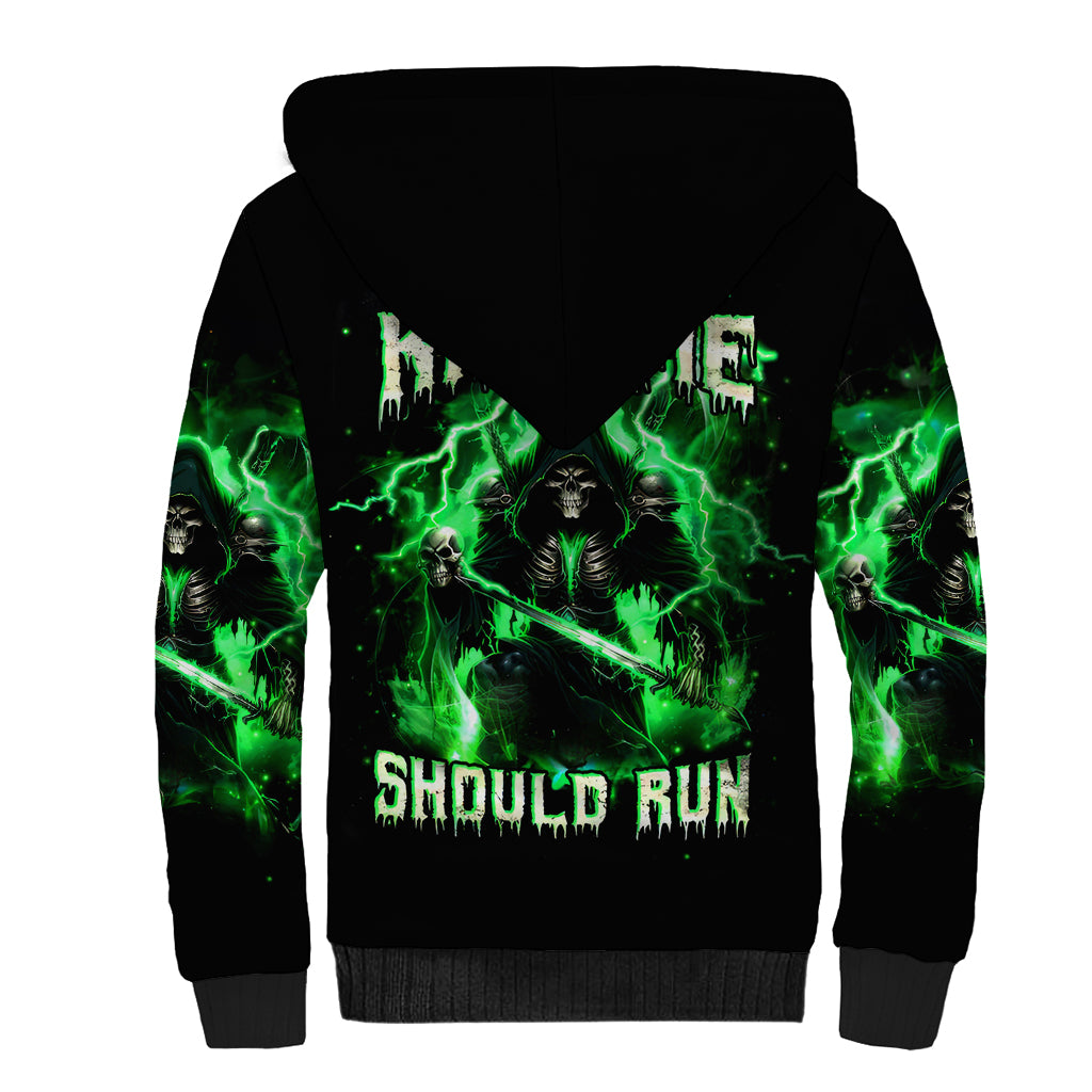 Reaper Skull Sherpa Hoodie That Which Does Not Kill Me Should Run - Wonder Print Shop