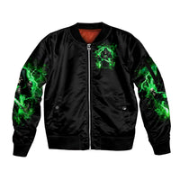 Reaper Skull Sleeve Zip Bomber Jacket That Which Does Not Kill Me Should Run - Wonder Print Shop