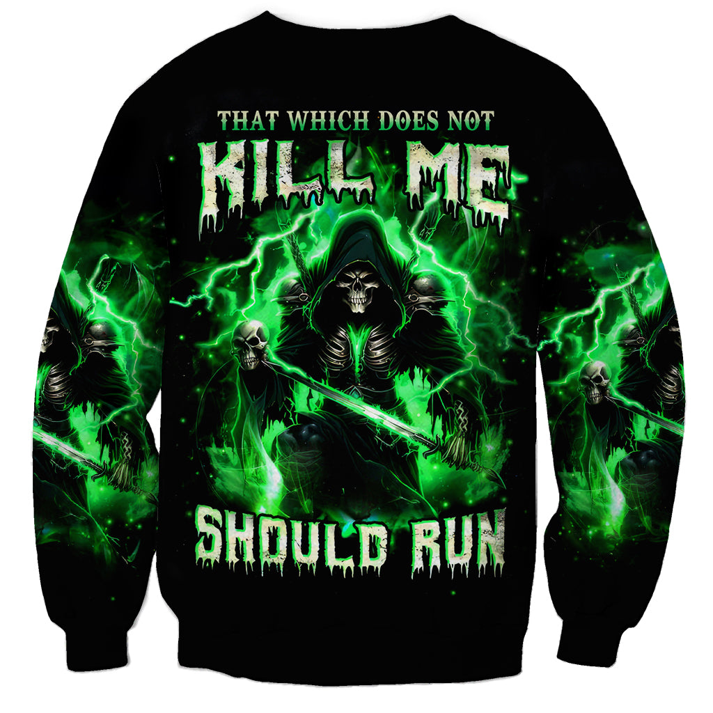 Reaper Skull Sweatshirt That Which Does Not Kill Me Should Run - Wonder Print Shop