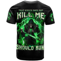 Reaper Skull T Shirt That Which Does Not Kill Me Should Run - Wonder Print Shop