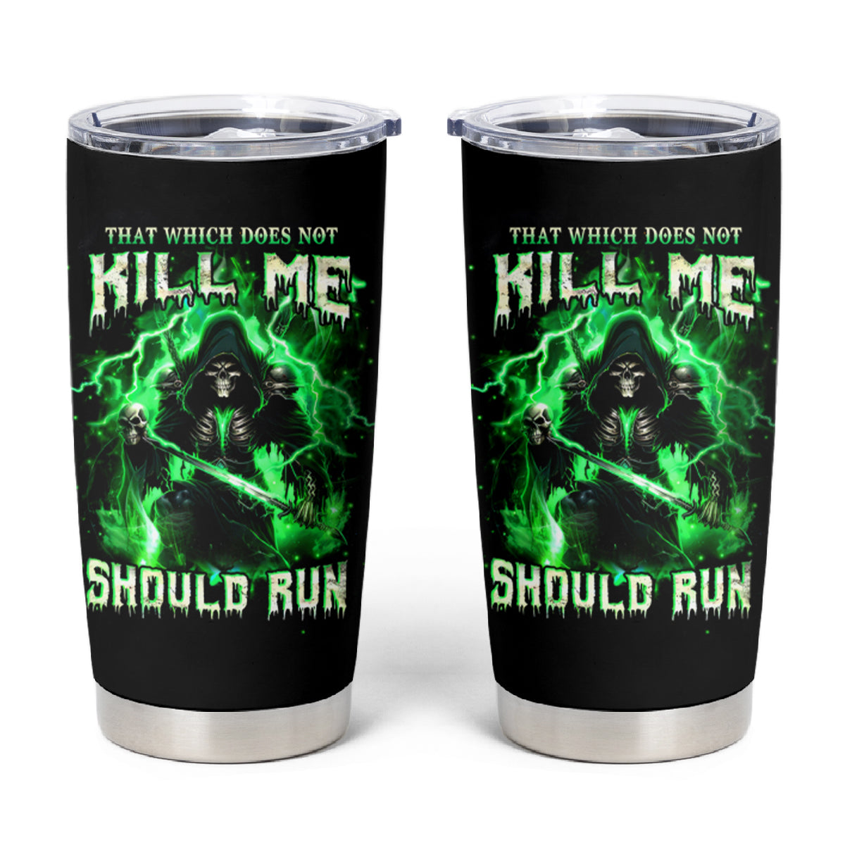 Reaper Skull Tumbler Cup That Which Does Not Kill Me Should Run - Wonder Print Shop
