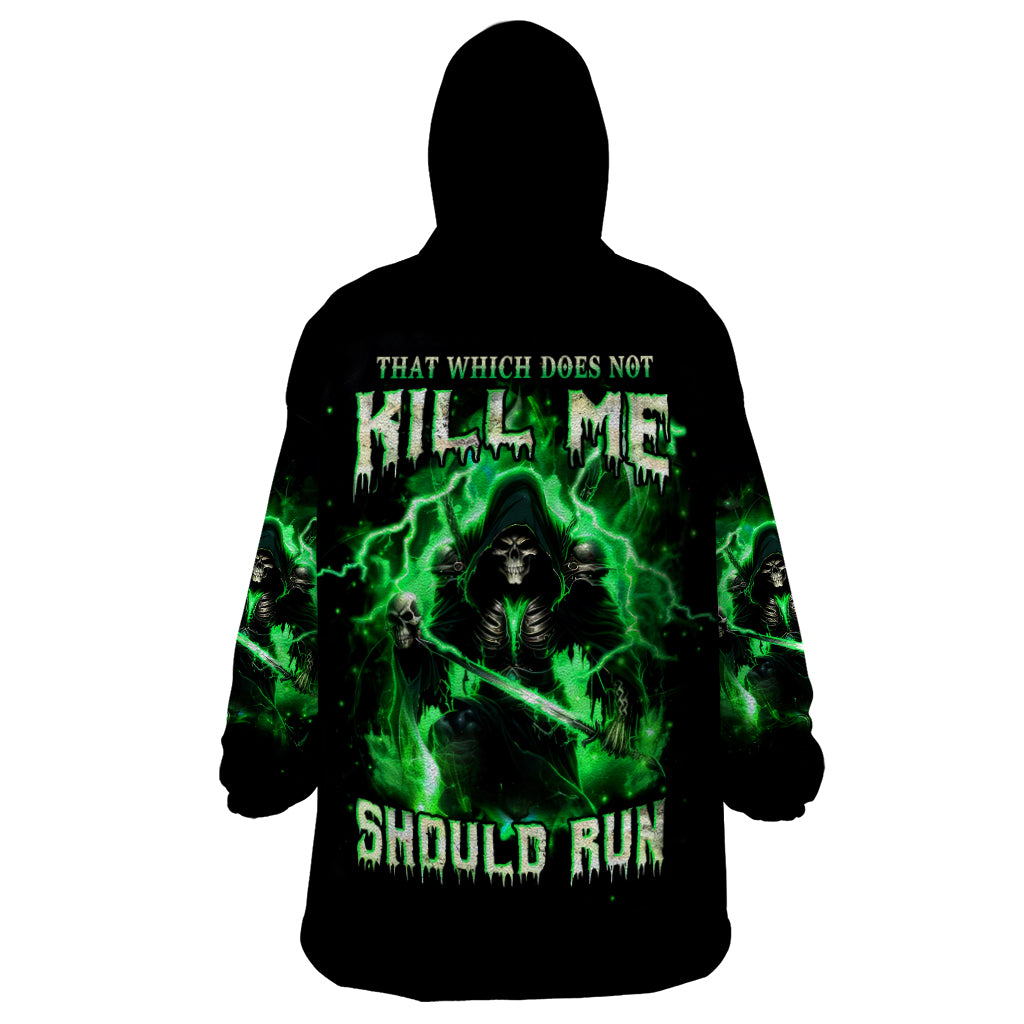 Reaper Skull Wearable Blanket Hoodie That Which Does Not Kill Me Should Run - Wonder Print Shop