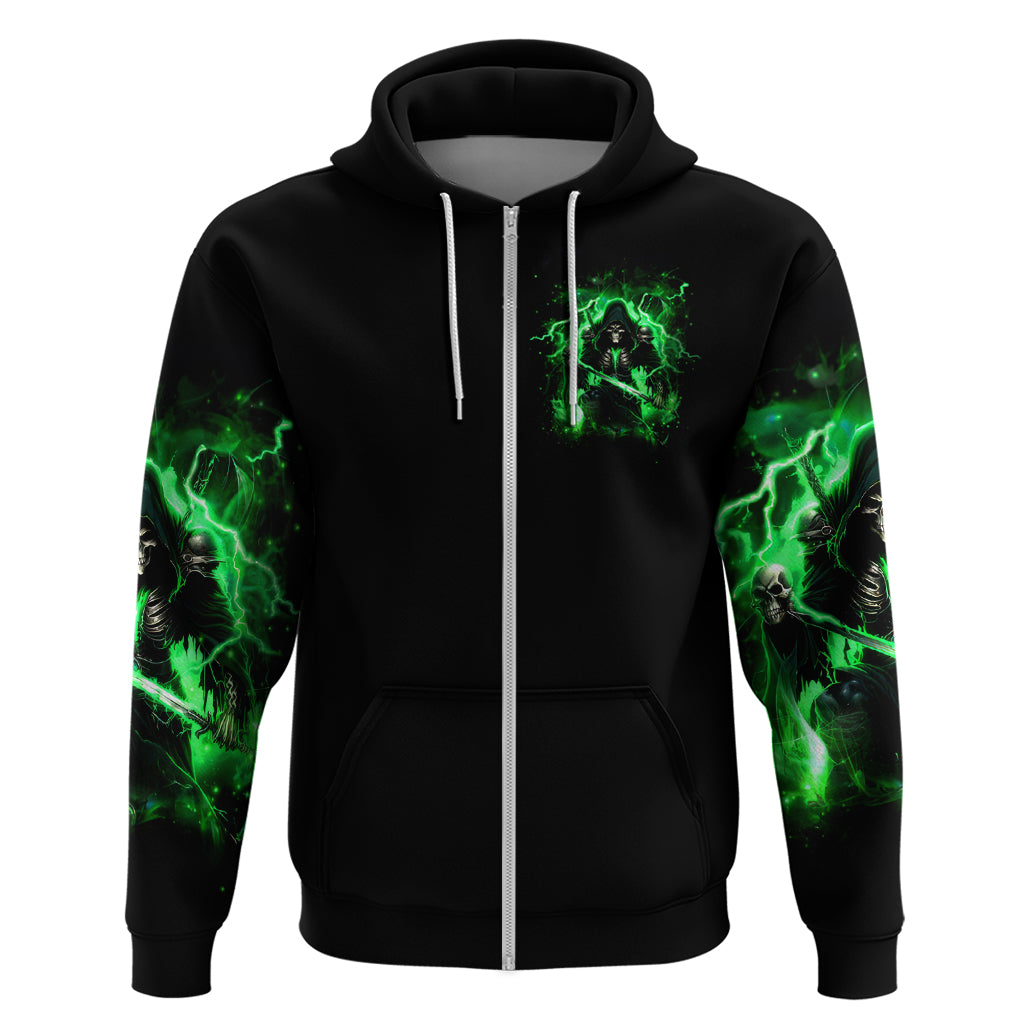 Reaper Skull Zip Hoodie That Which Does Not Kill Me Should Run - Wonder Print Shop