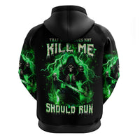 Reaper Skull Zip Hoodie That Which Does Not Kill Me Should Run - Wonder Print Shop