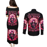 Witch Skull Couples Matching Puletasi and Long Sleeve Button Shirt She Whispered Back Iam The Storm - Wonder Print Shop