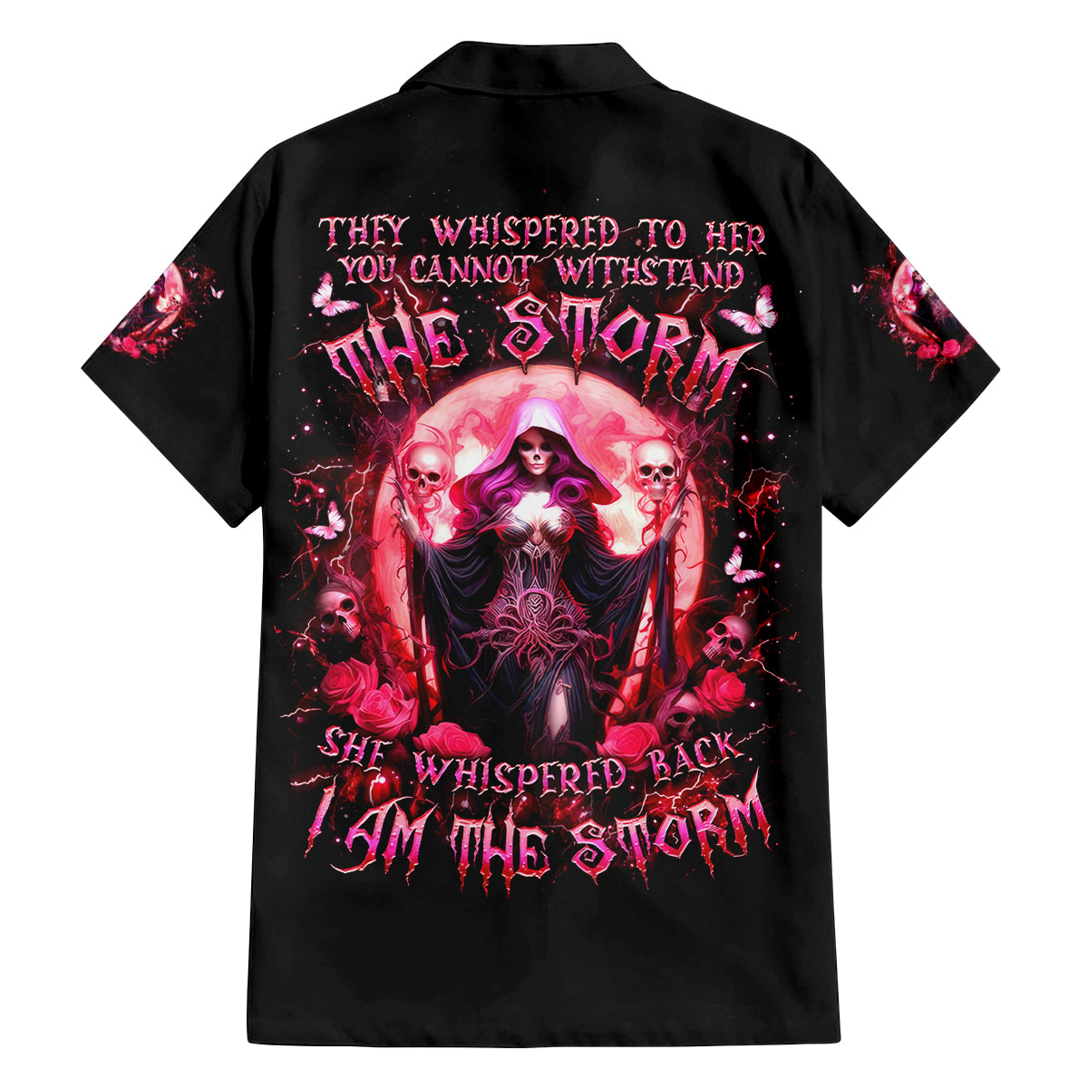 Witch Skull Family Matching Long Sleeve Bodycon Dress and Hawaiian Shirt She Whispered Back Iam The Storm - Wonder Print Shop