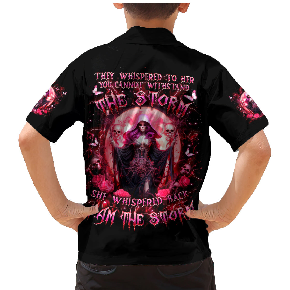 Witch Skull Family Matching Mermaid Dress and Hawaiian Shirt She Whispered Back Iam The Storm - Wonder Print Shop