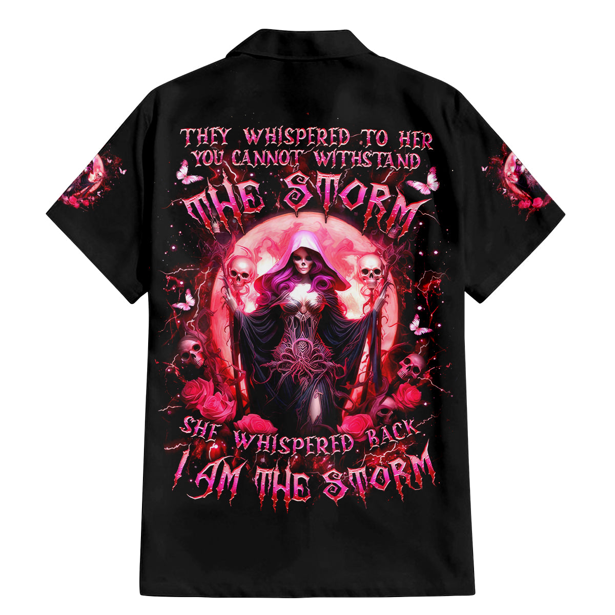 Witch Skull Family Matching Mermaid Dress and Hawaiian Shirt She Whispered Back Iam The Storm - Wonder Print Shop