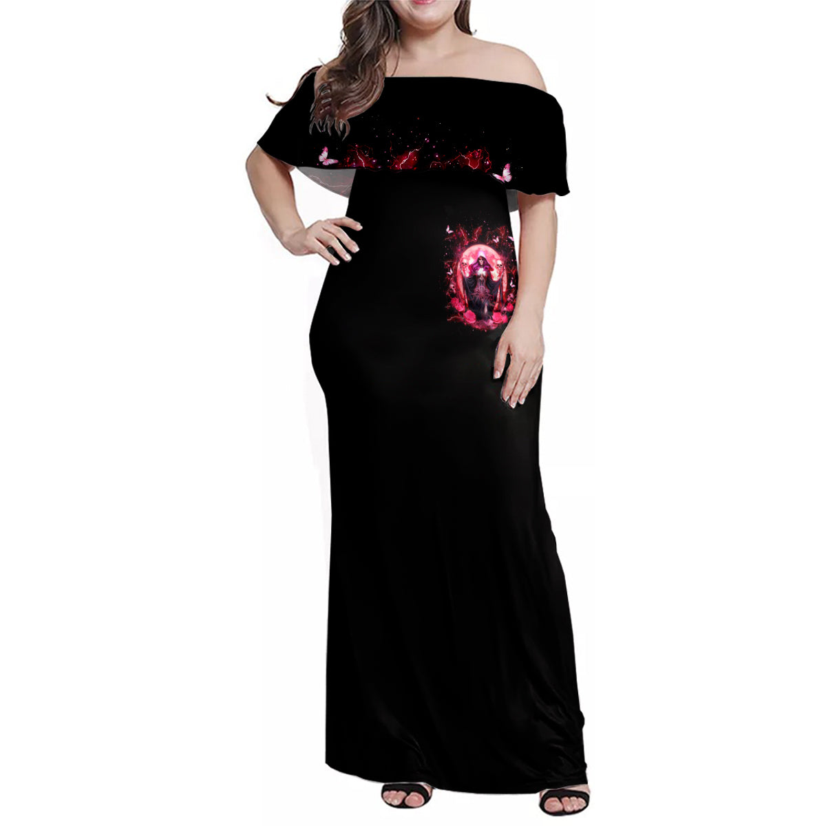 Witch Skull Family Matching Off Shoulder Maxi Dress and Hawaiian Shirt She Whispered Back Iam The Storm - Wonder Print Shop