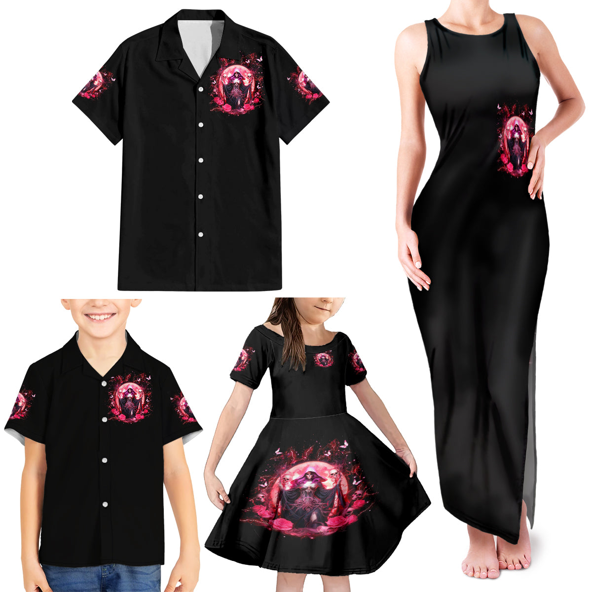 Witch Skull Family Matching Tank Maxi Dress and Hawaiian Shirt She Whispered Back Iam The Storm - Wonder Print Shop