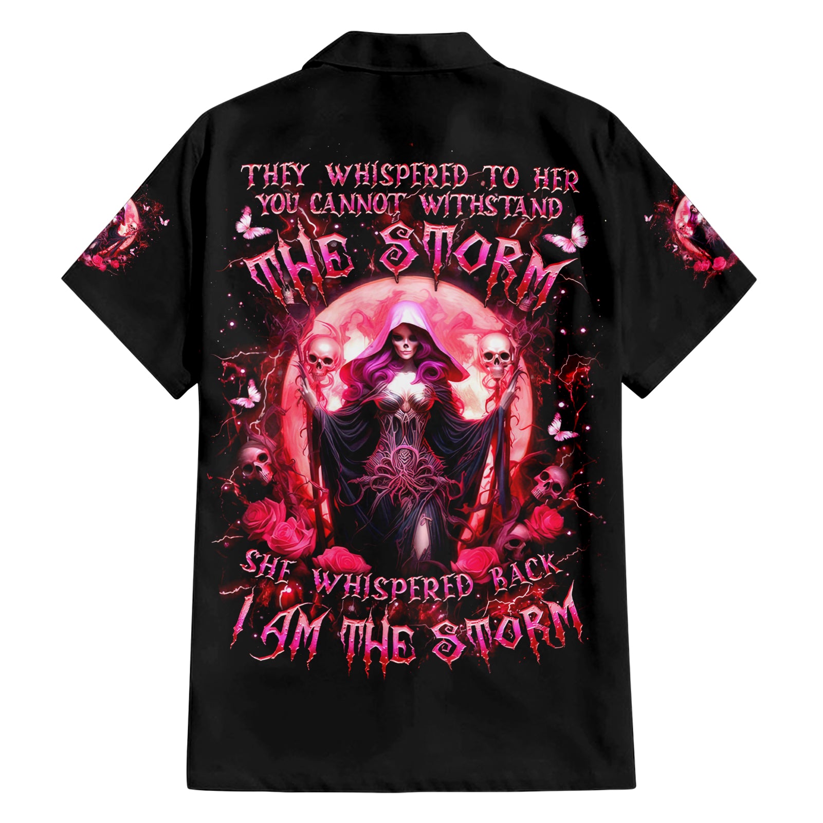 Witch Skull Hawaiian Shirt She Whispered Back Iam The Storm - Wonder Print Shop