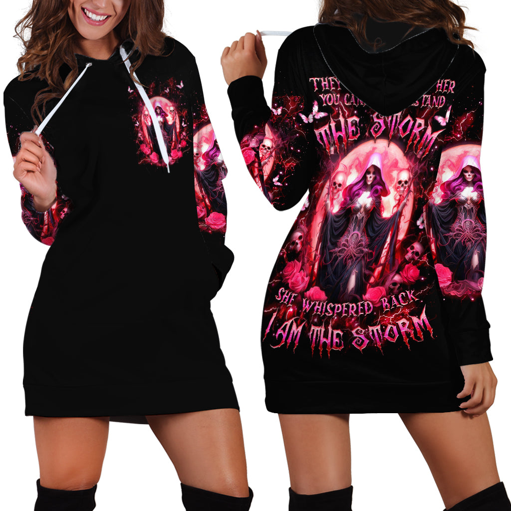 Witch Skull Hoodie Dress She Whispered Back Iam The Storm - Wonder Print Shop