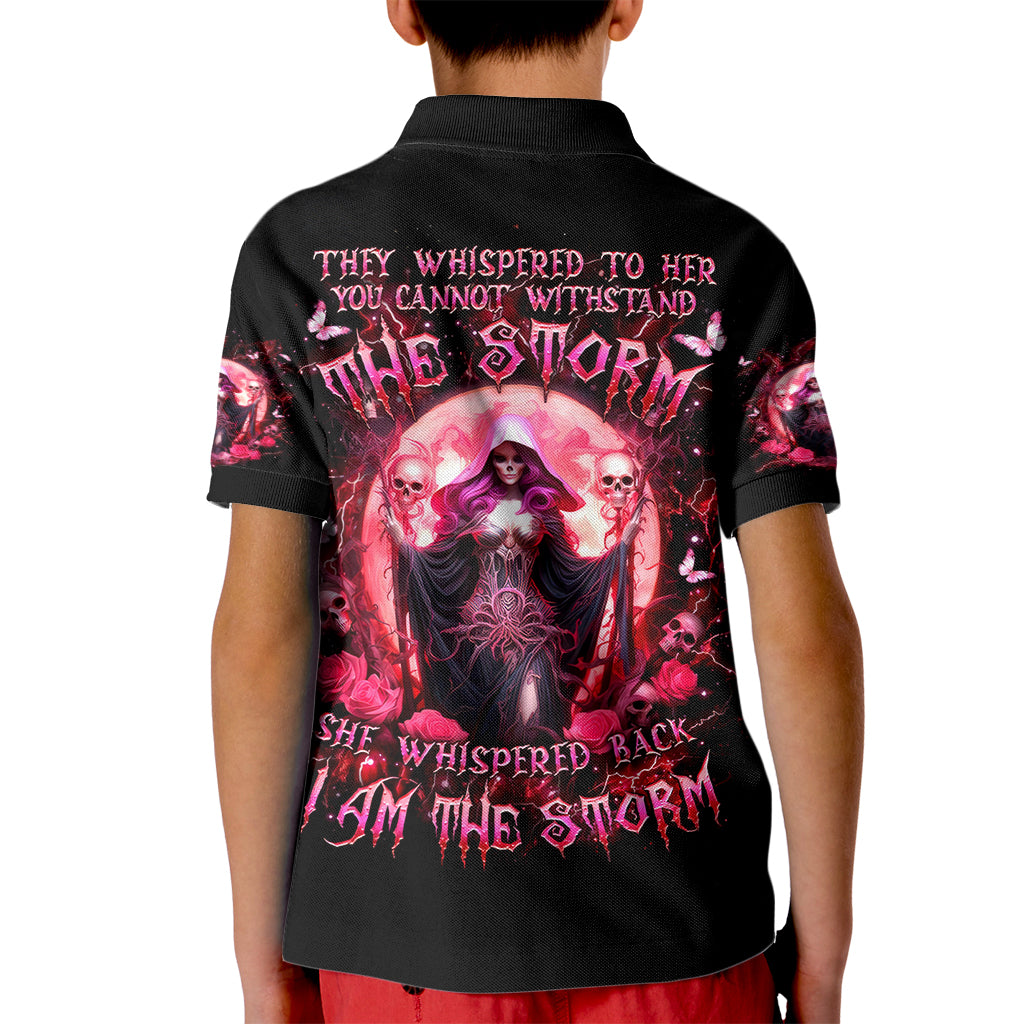 Witch Skull Kid Polo Shirt She Whispered Back Iam The Storm - Wonder Print Shop