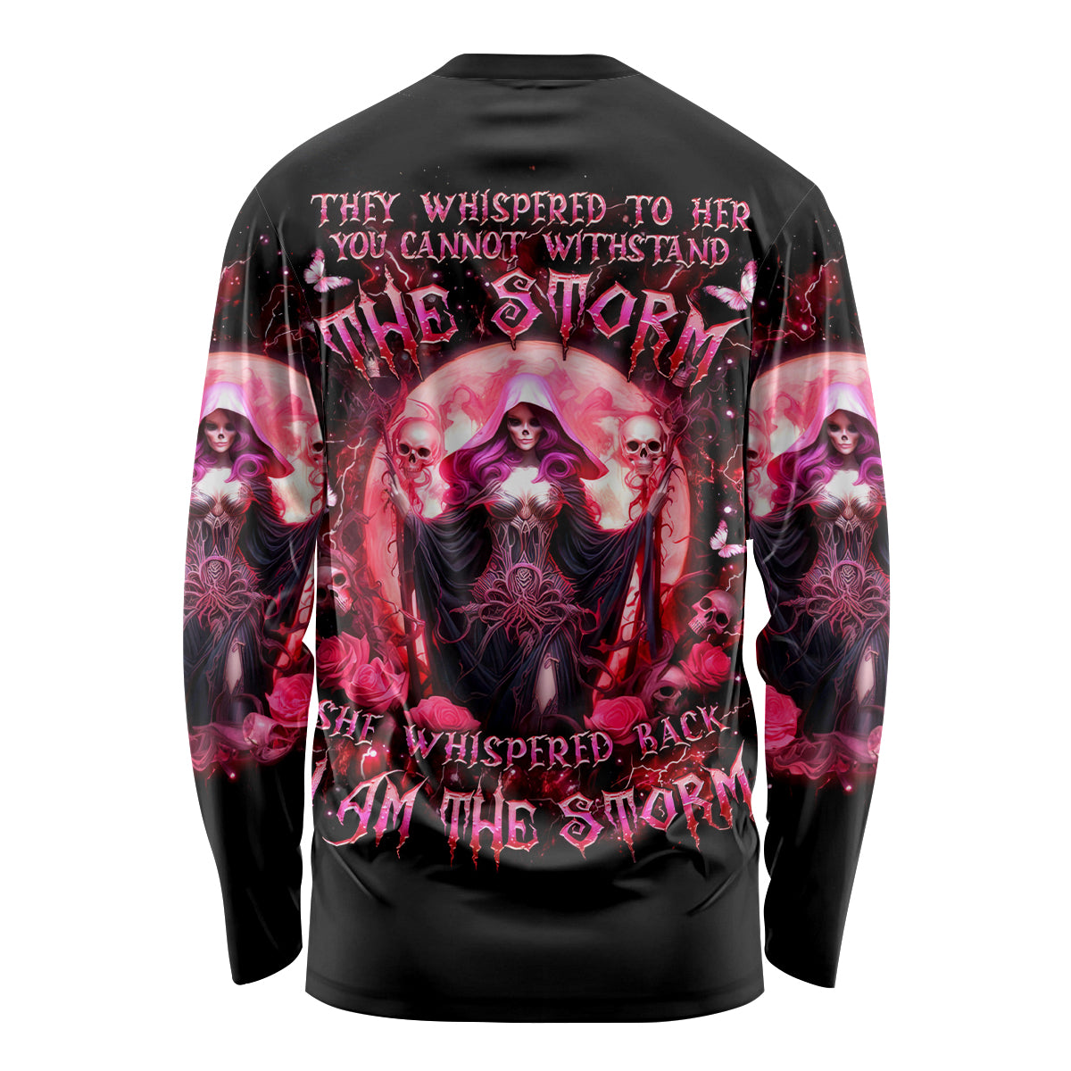 Witch Skull Long Sleeve Shirt She Whispered Back Iam The Storm - Wonder Print Shop