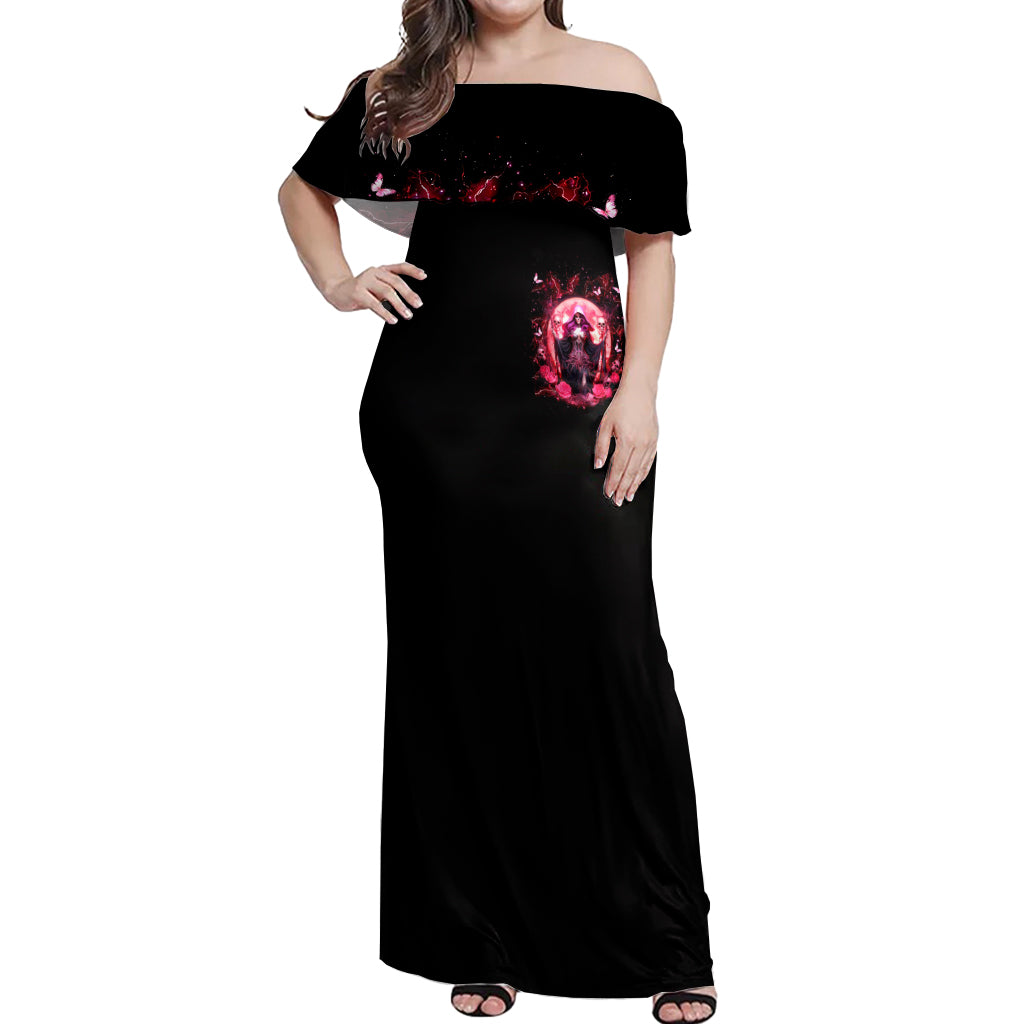 Witch Skull Off Shoulder Maxi Dress She Whispered Back Iam The Storm - Wonder Print Shop