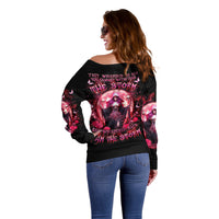 Witch Skull Off Shoulder Sweater She Whispered Back Iam The Storm - Wonder Print Shop