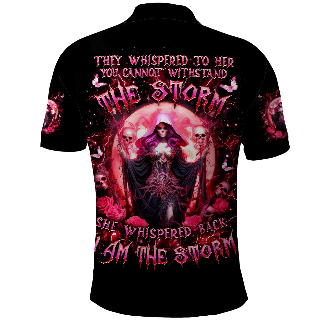 Witch Skull Polo Shirt She Whispered Back Iam The Storm - Wonder Print Shop