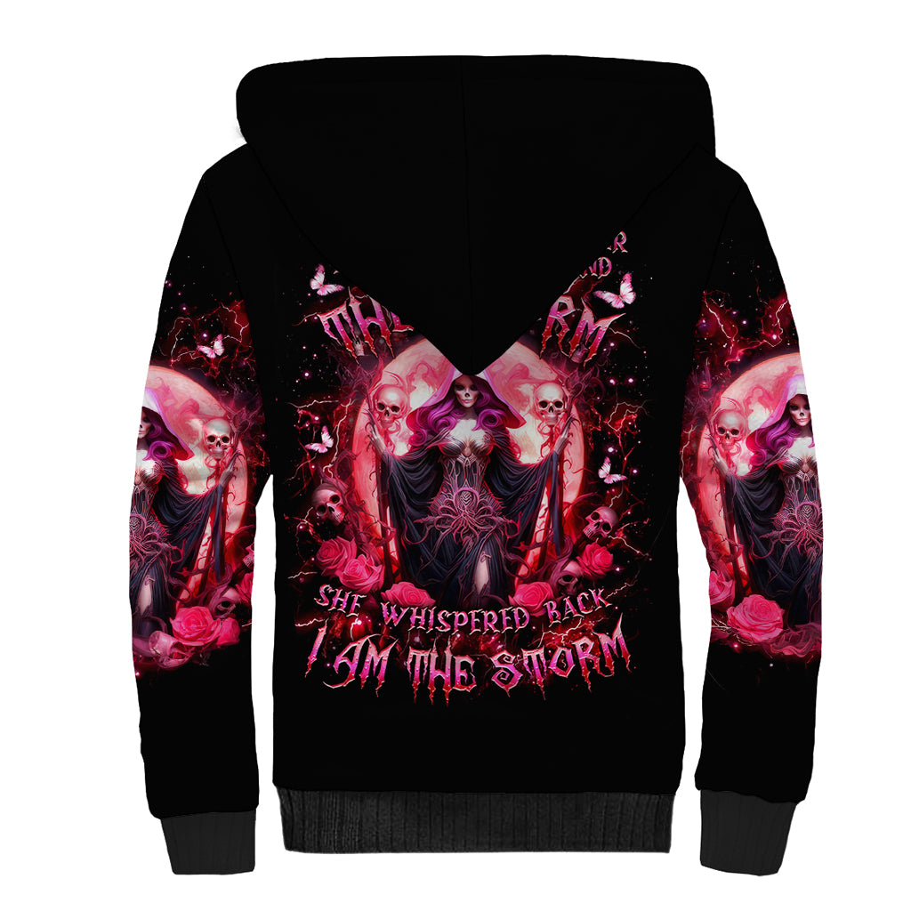 Witch Skull Sherpa Hoodie She Whispered Back Iam The Storm - Wonder Print Shop