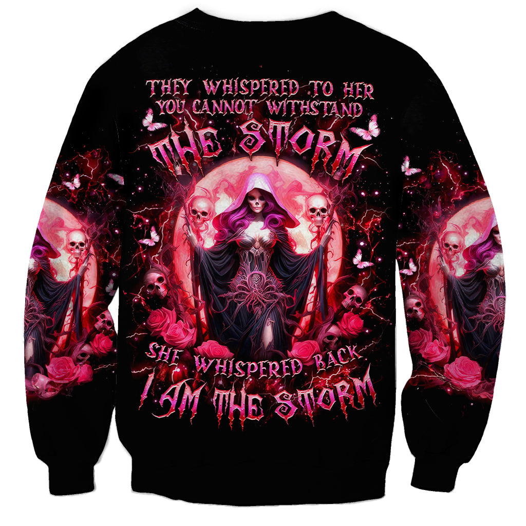 Witch Skull Sweatshirt She Whispered Back Iam The Storm - Wonder Print Shop