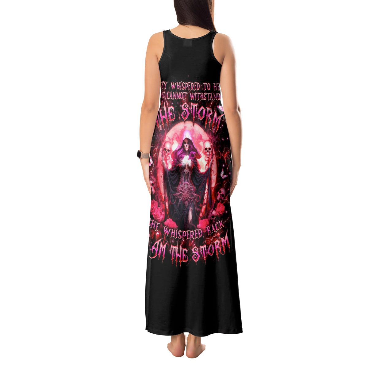 Witch Skull Tank Maxi Dress She Whispered Back Iam The Storm - Wonder Print Shop