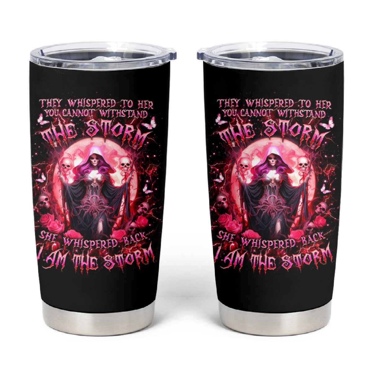 Witch Skull Tumbler Cup She Whispered Back Iam The Storm - Wonder Print Shop