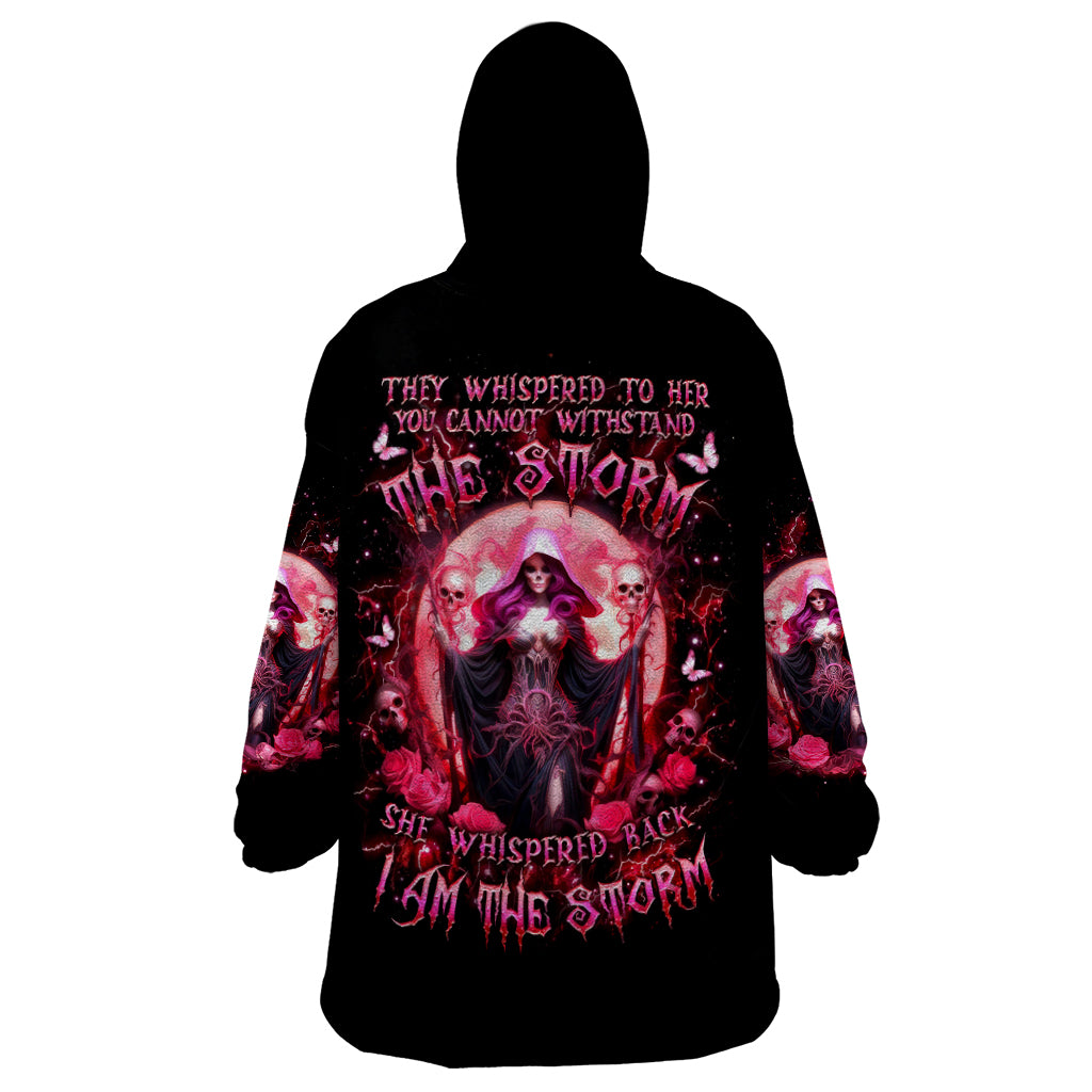 Witch Skull Wearable Blanket Hoodie She Whispered Back Iam The Storm - Wonder Print Shop