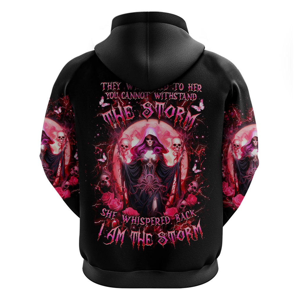 Witch Skull Zip Hoodie She Whispered Back Iam The Storm - Wonder Print Shop