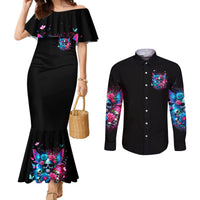Fairy Skull Couples Matching Mermaid Dress and Long Sleeve Button Shirt Let Karma Handle Their Fate