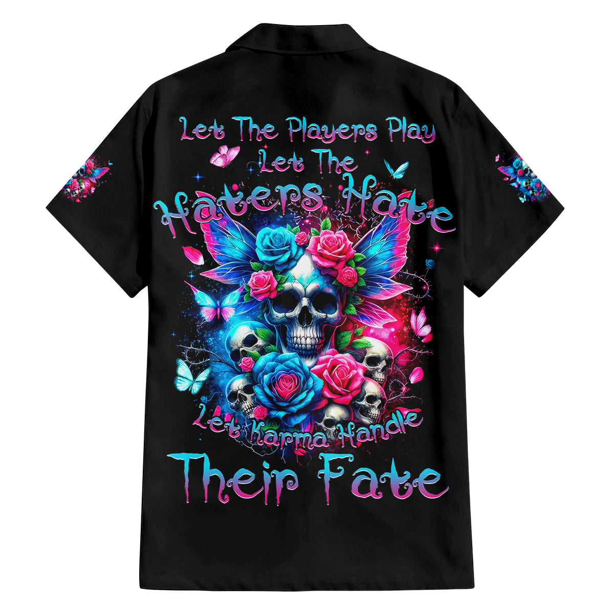 Fairy Skull Family Matching Long Sleeve Bodycon Dress and Hawaiian Shirt Let Karma Handle Their Fate - Wonder Print Shop