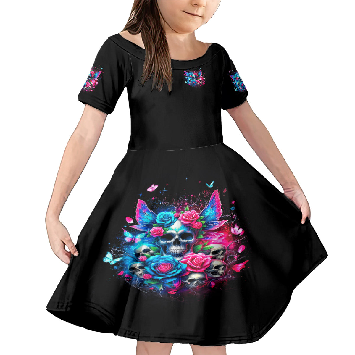Fairy Skull Family Matching Mermaid Dress and Hawaiian Shirt Let Karma Handle Their Fate - Wonder Print Shop