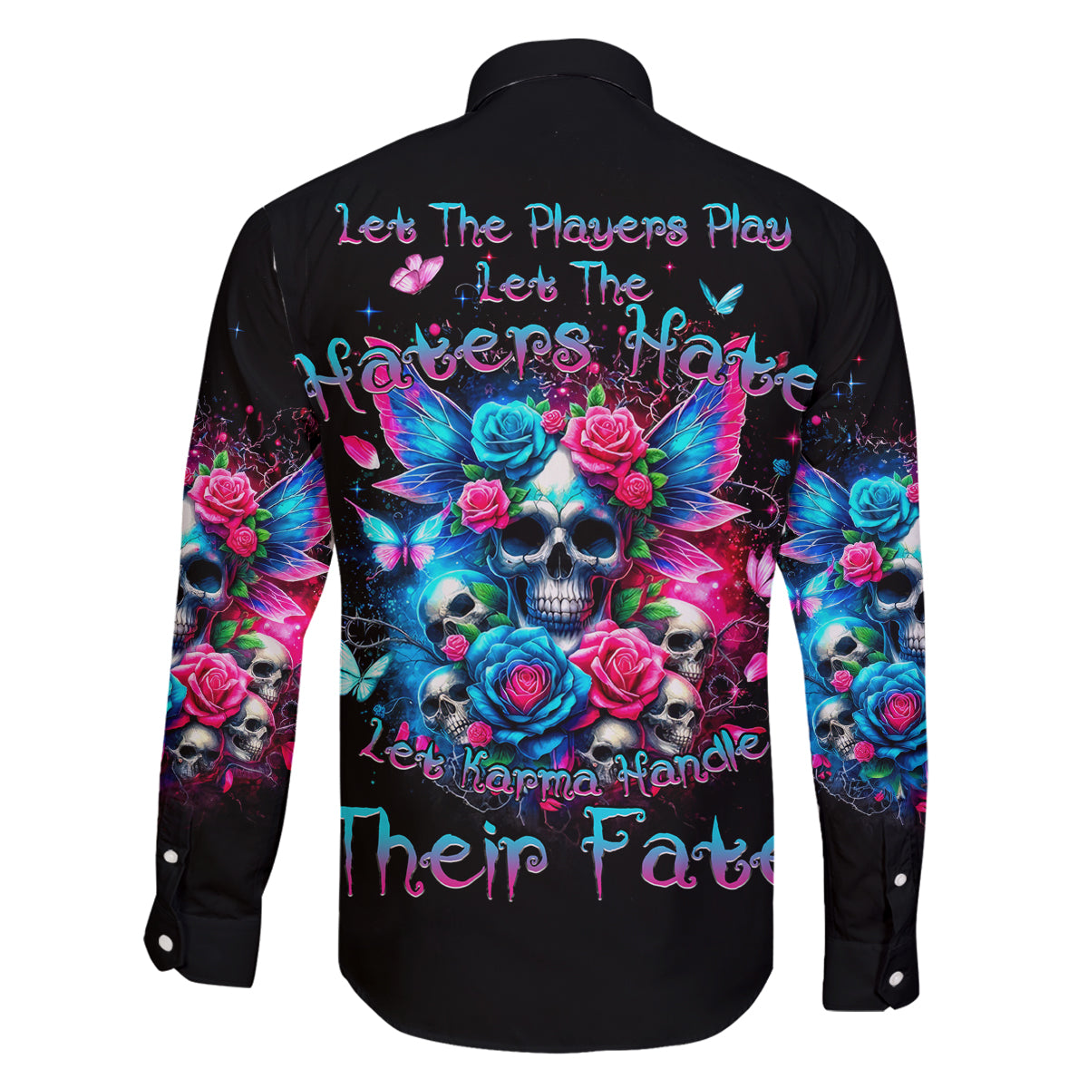 Fairy Skull Family Matching Off Shoulder Maxi Dress and Hawaiian Shirt Let Karma Handle Their Fate - Wonder Print Shop