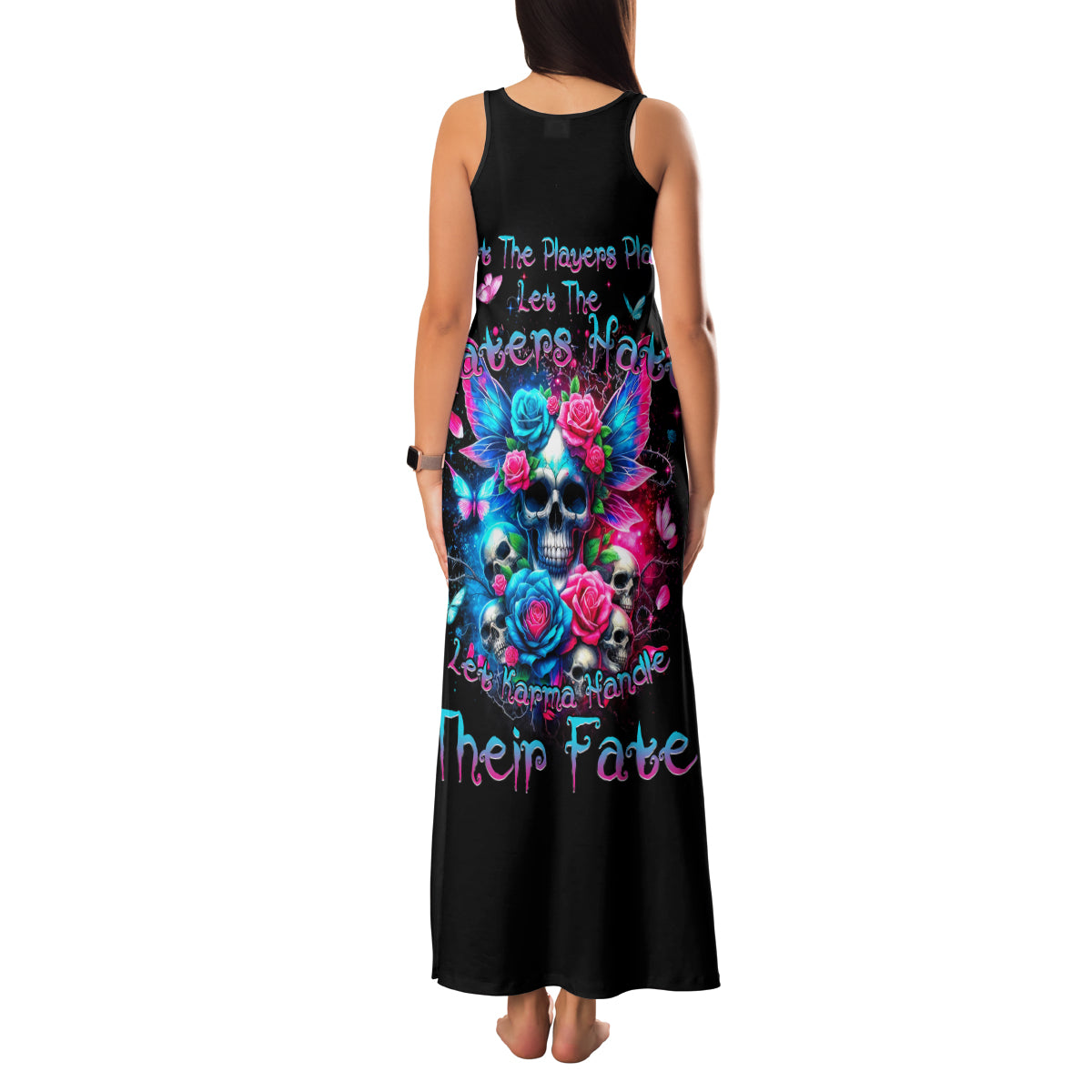Fairy Skull Family Matching Tank Maxi Dress and Hawaiian Shirt Let Karma Handle Their Fate - Wonder Print Shop