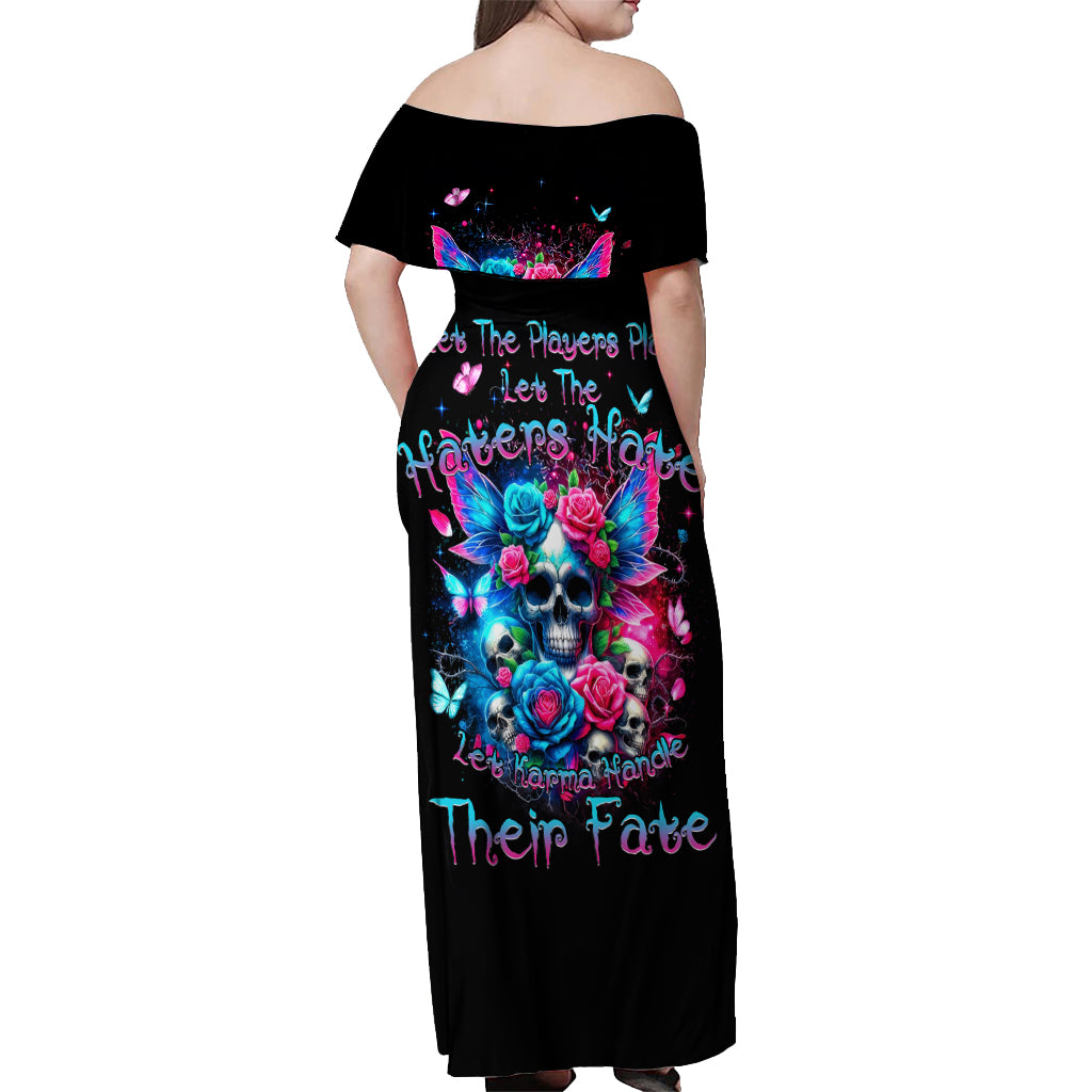 Fairy Skull Off Shoulder Maxi Dress Let Karma Handle Their Fate - Wonder Print Shop