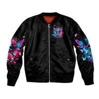 Fairy Skull Sleeve Zip Bomber Jacket Let Karma Handle Their Fate - Wonder Print Shop