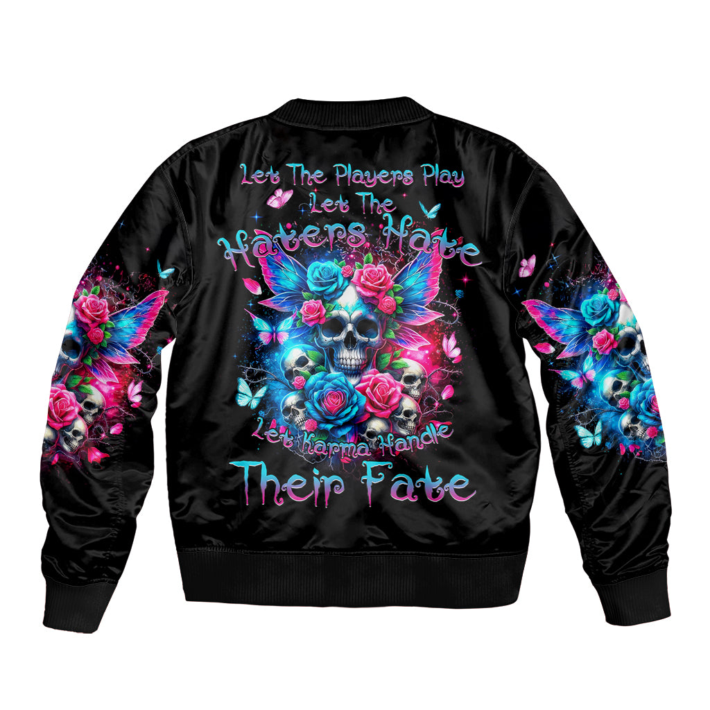 Fairy Skull Sleeve Zip Bomber Jacket Let Karma Handle Their Fate - Wonder Print Shop