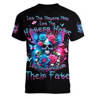 Fairy Skull Women V Neck T Shirt Let Karma Handle Their Fate - Wonder Print Shop